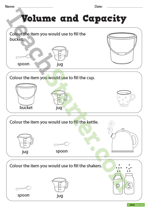 Volume And Capacity Colouring Worksheets Teaching Resource â Teach